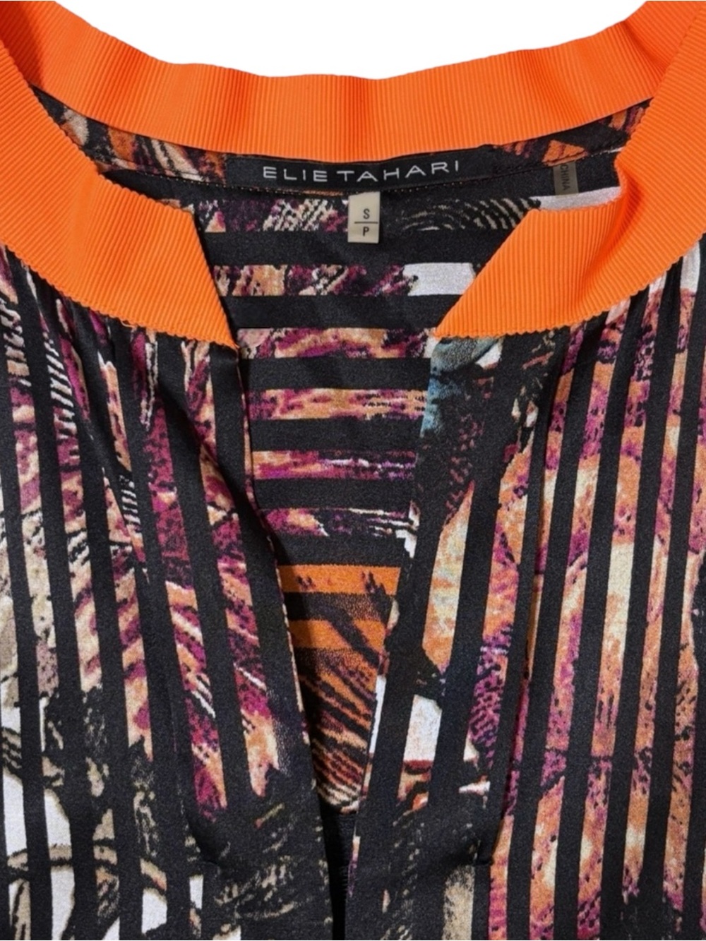 Elie Tahari Silk Multicolor Relaxed Fit Abstract Blouse Floral Print Tunic Top - Picture 11 of 16